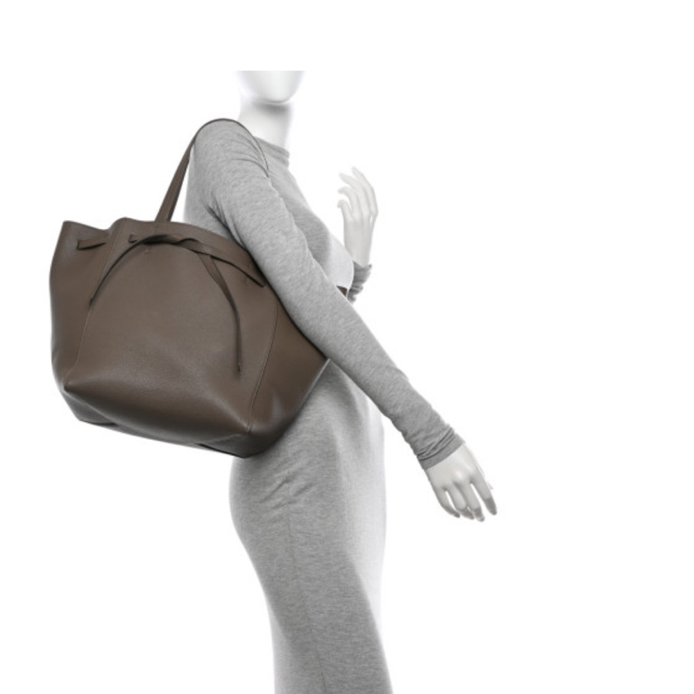 CELINE Soft Grained Calfskin Small Belt Cabas Phantom Taupe